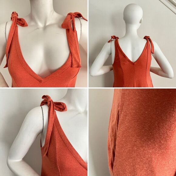 New FP Beach Alice Wide Flare Leg Jumpsuit One-piece Cinnamon Tie Shoulder XS - Picture 11 of 12